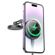 Тримач для мобiльного з БЗП HOCO HW26 Jacques metal magnetic wireless fast charging car holder Black metal gray (6942007623490)