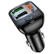 АЗП з FM-модулятором BOROFONE BC41 Eminency QC3.0 Car BT FM transmitter 18W Black 8525500090 (BC41B-8525500090)