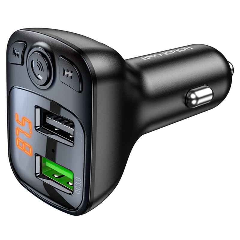 АЗП з FM-модулятором BOROFONE BC41 Eminency QC3.0 Car BT FM transmitter 18W Black 8525500090 (BC41B-8525500090)