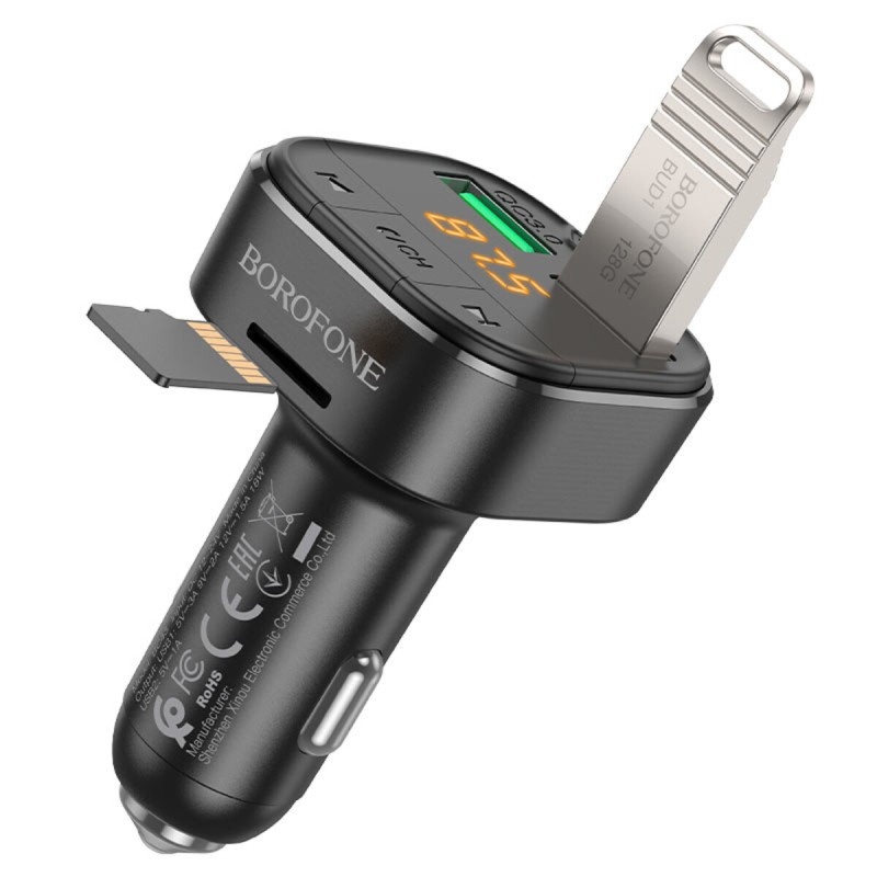 АЗП з FM-модулятором BOROFONE BC43 Flash QC3.0 car BT FM transmitter 18W Black 8525500090 (BC43B-8525500090)