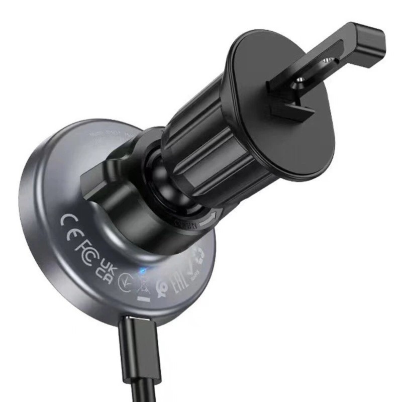 Тримач для мобiльного з БЗП BOROFONE BH211 Riley magnetic wireless fast charging car holder(air outlet) Black (6941991108693)