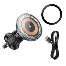 Тримач для мобiльного з БЗП BOROFONE BH211 Riley magnetic wireless fast charging car holder(air outlet) Black (6941991108693)