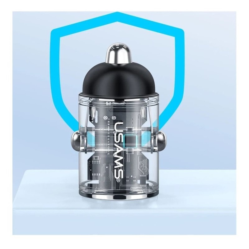 Автомобільний зарядний пристрій Usams US-CC206 C38 PD30W A+C Dual Ports Fast Charging Invisible Ring Car Charger tarnish (CC206CC01)