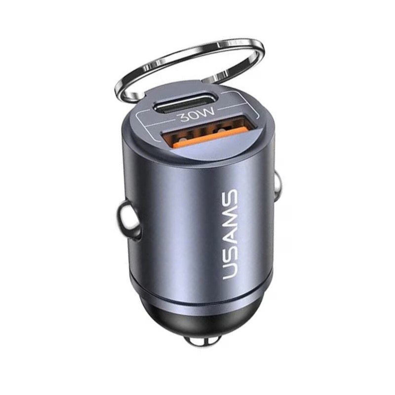 Автомобільний зарядний пристрій Usams US-CC206 C38 PD30W A+C Dual Ports Fast Charging Invisible Ring Car Charger tarnish (CC206CC01)