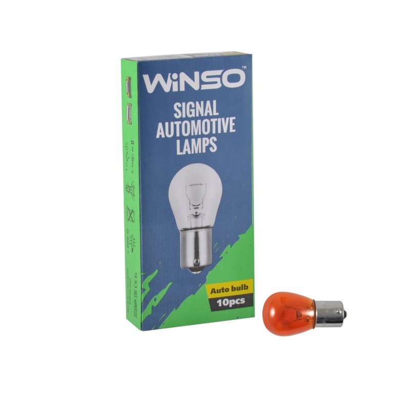 Лампа розжарювання Winso 12V PY21W 21W BA15s Amber, 10шт