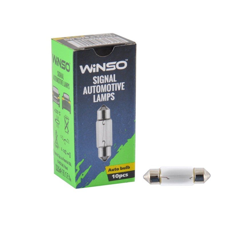 Лампа накаливания Winso 12V C5W 5W SV8.5 T11x37, 10шт