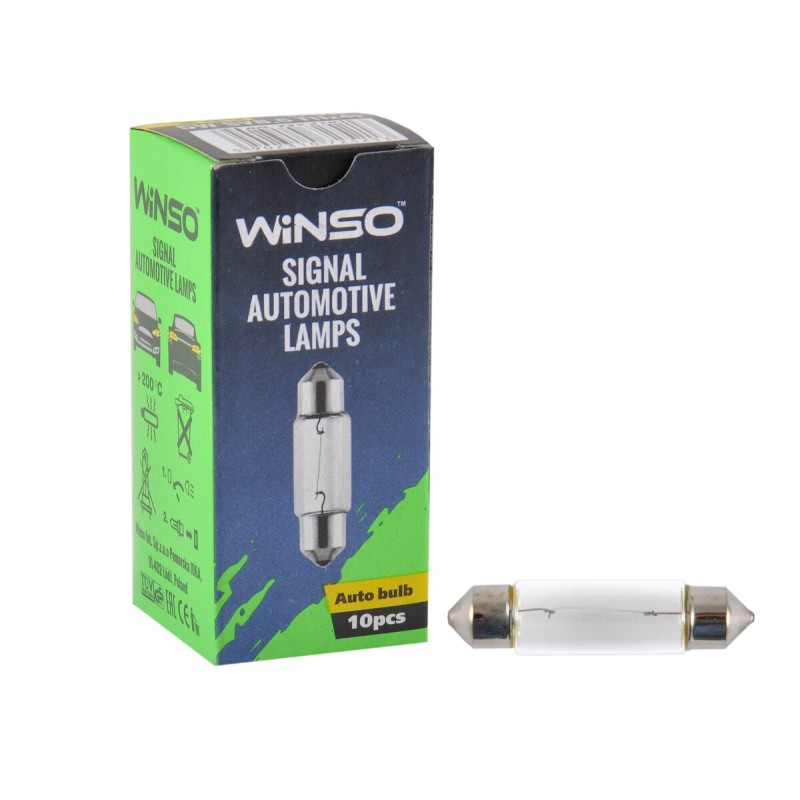 Лампа накаливания Winso 24V C10W 10W SV8.5 T11*41, 10шт