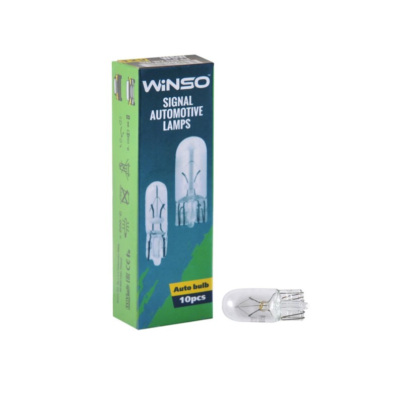 Лампа накаливания Winso 12V W5W 5W W2.1x9.5d, 10шт
