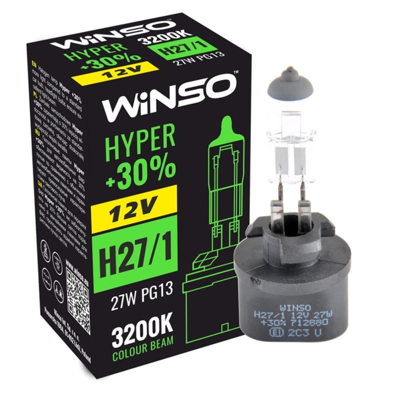 Галогеновая лампа Winso H27/1 12V 27W PG13 HYPER +30%