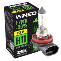 Галогеновая лампа Winso H11 12V 55W PGJ19-2 HYPER +30% Галогеновая лампа Winso H11 12V 55W PGJ19-2 HYPER +30%