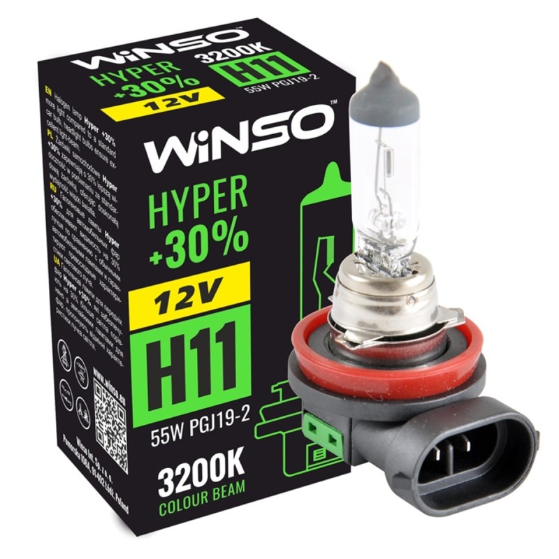 Галогеновая лампа Winso H11 12V 55W PGJ19-2 HYPER +30%
