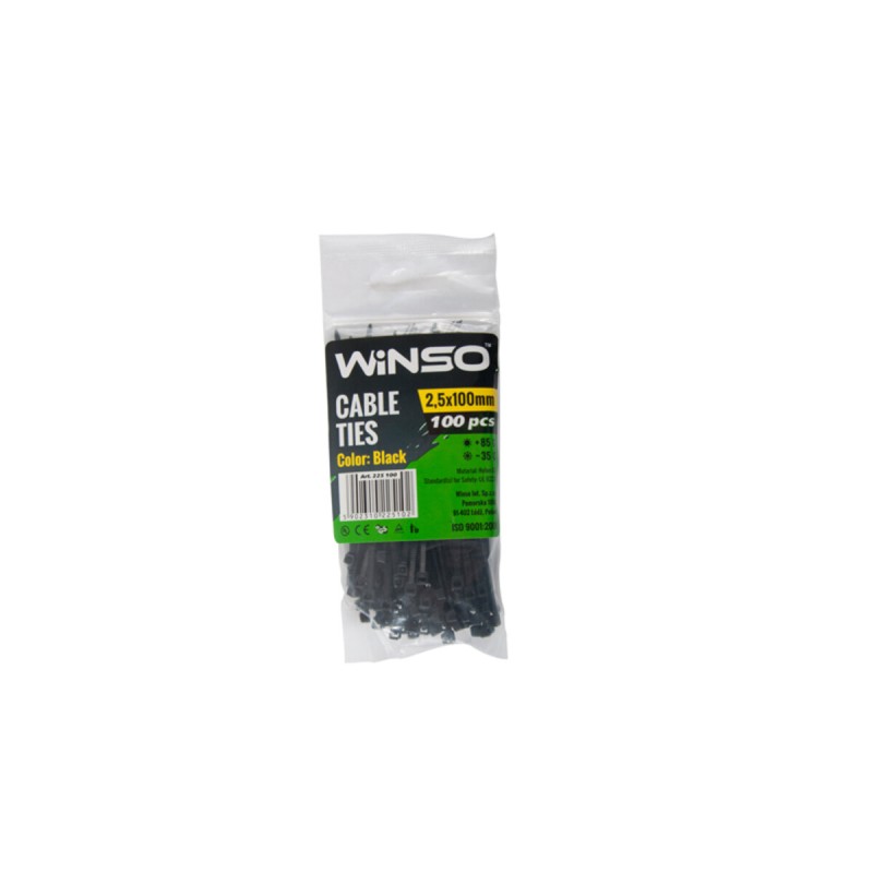 Хомуты Winso пластиковые черные 2,5x100, 100шт
