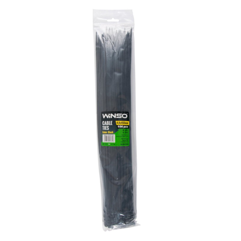 Хомуты Winso пластиковые черные 4,8x450, 100шт