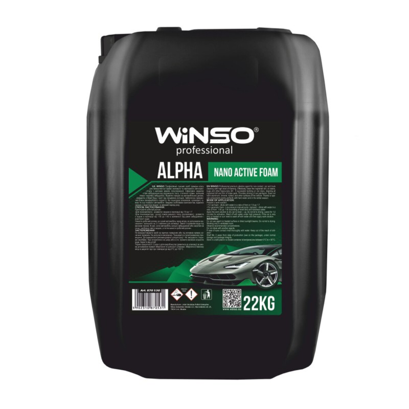 Активная пена Winso Alpha Nano Active Foam для бесконтактной мойки (концентрат 1:12-1:6 для пенокомлекта), 22кг
