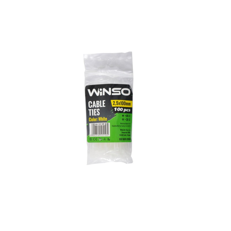 Хомуты Winso пластиковые белие 2,5x100, 100шт