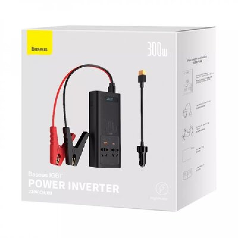 Автомобільний інвертор Baseus igbt power inverter 300W (220V CN/EU ) black