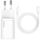Мережевий зарядний пристрій Baseus super si 1C 20W with simple wisdom data cable type-cip 1m white