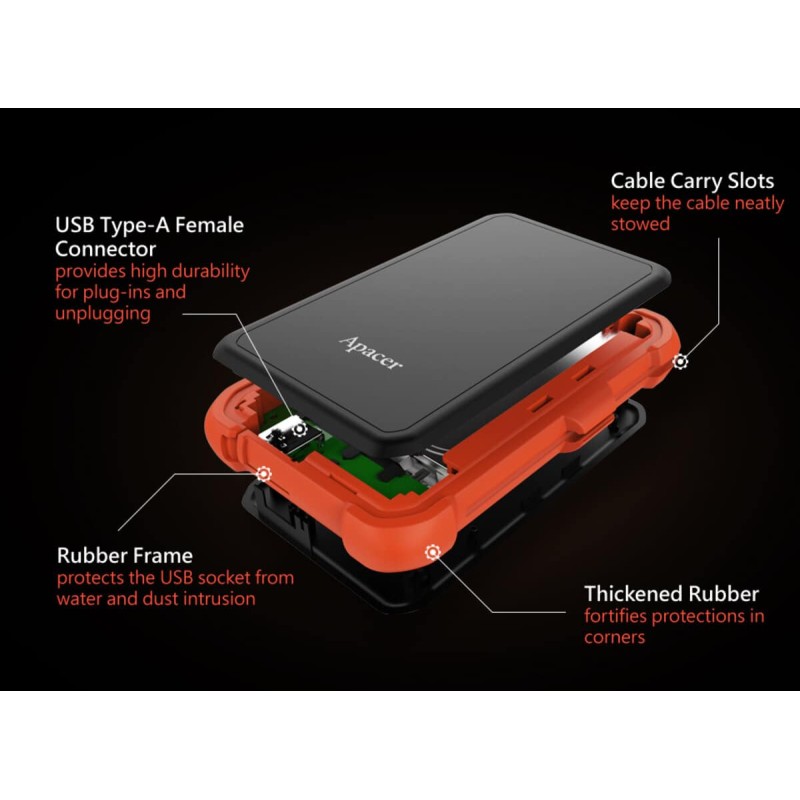 Жорсткий диск PHD External 2.5'' Apacer USB 3.1 AC630 2TB Orange (color box)