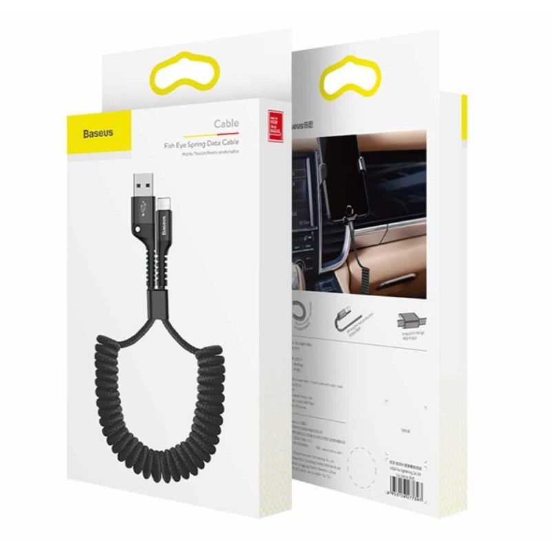 Кабель Baseus Fish eye Spring Data Cable Lightning 1m Black