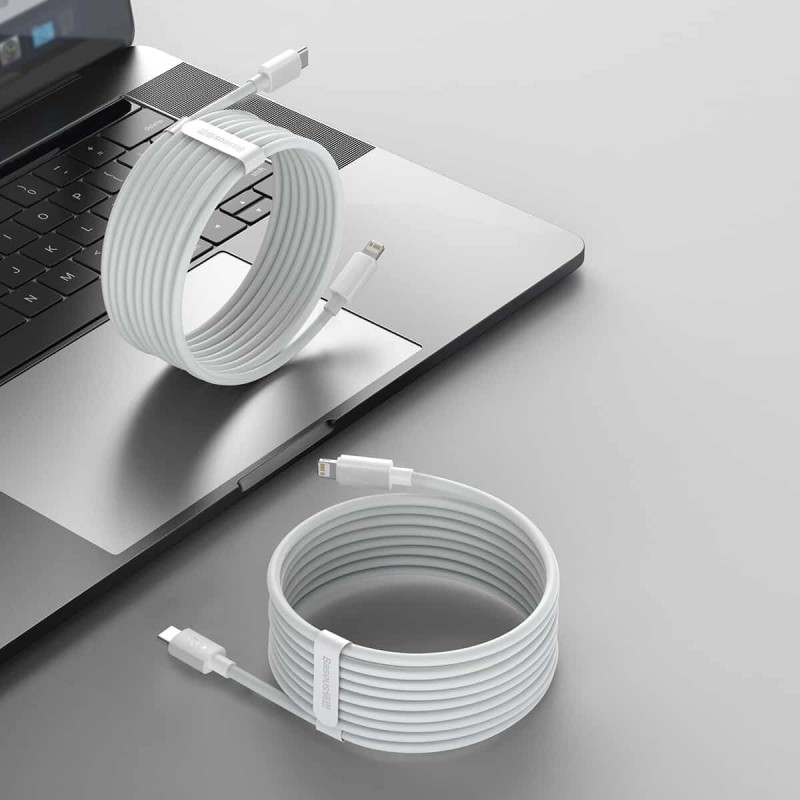 Кабель Baseus Simple Wisdom Data Cable Kit USB to iP PD 20W (2PCS/Set) 1.5m White