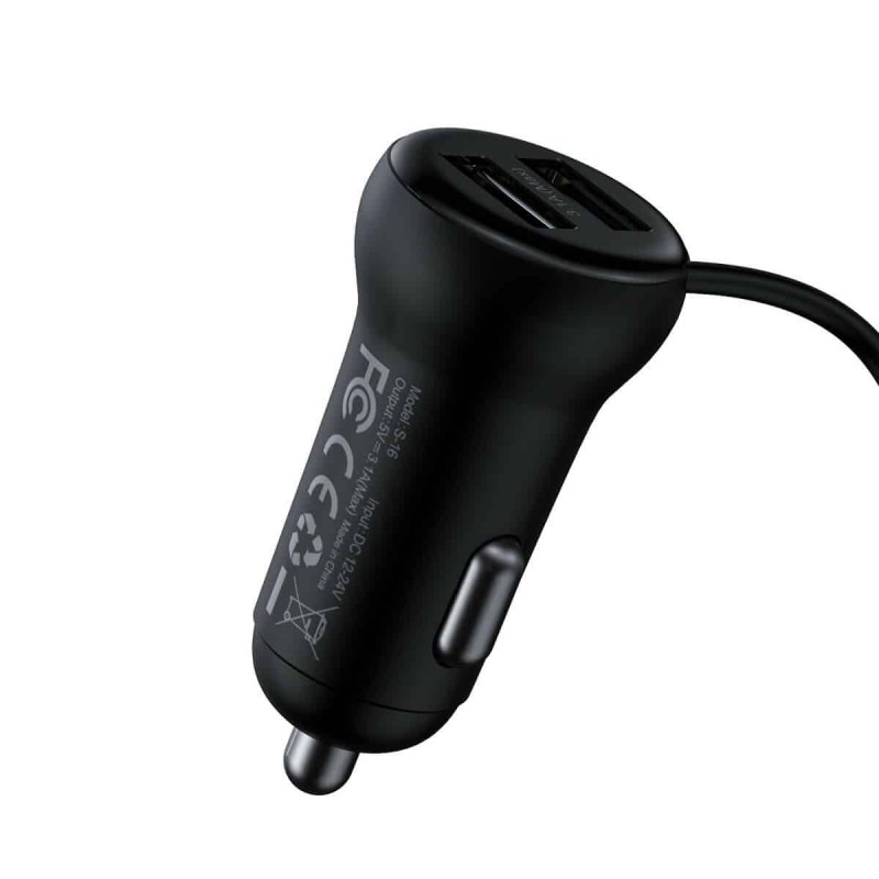 АЗП з FM-модулятором Baseus T typed S-16 wireless MP3 car charger (English) Black