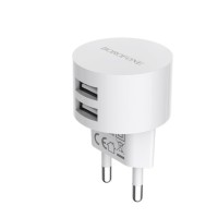 Мережевий зарядний пристрій BOROFONE BA23A Brilliant dual port charger set(Micro) White