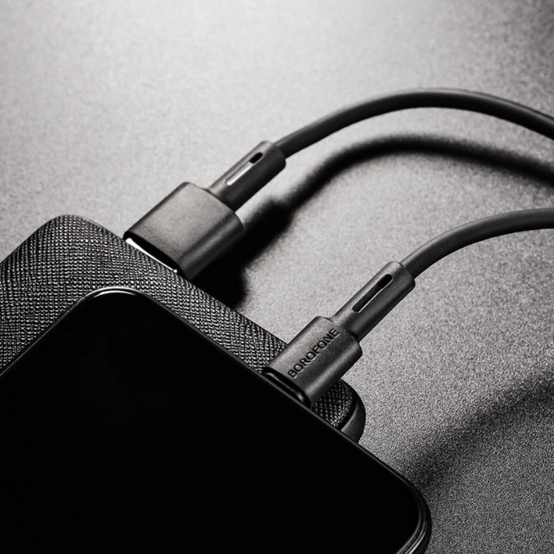 Кабель BOROFONE BX31 USB to iP 2.4A, 1m, silicone, TPE connectors, Black