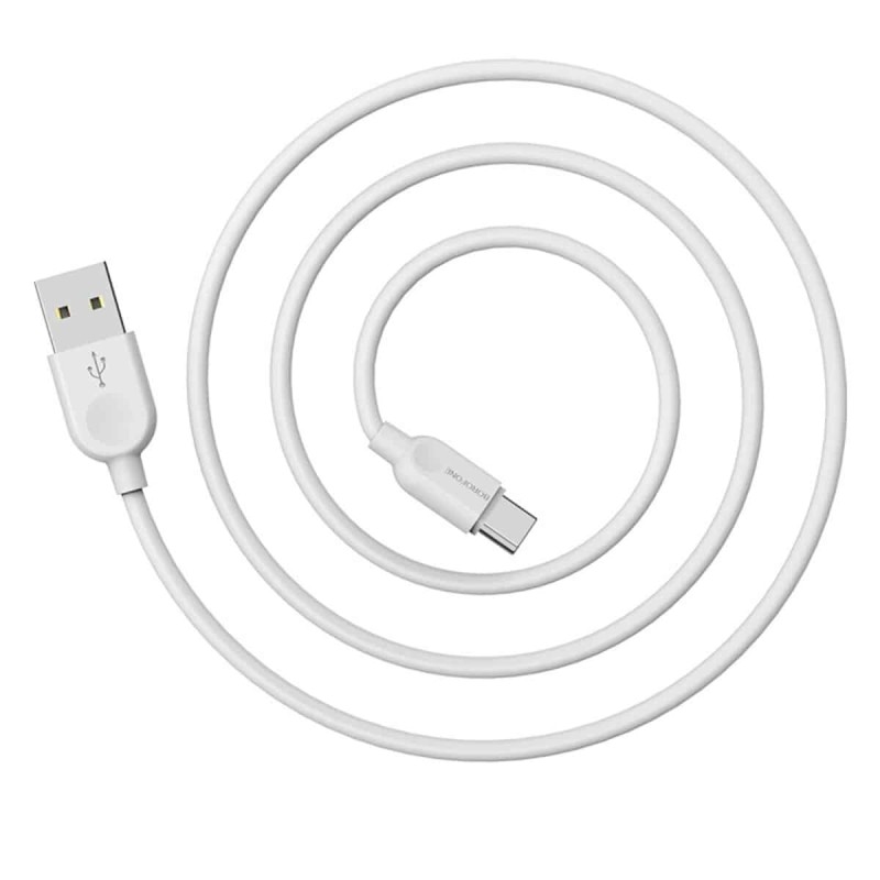 Кабель BOROFONE BX14 USB to Type-C 2.4A, 1m, PVC, TPE connectors, White