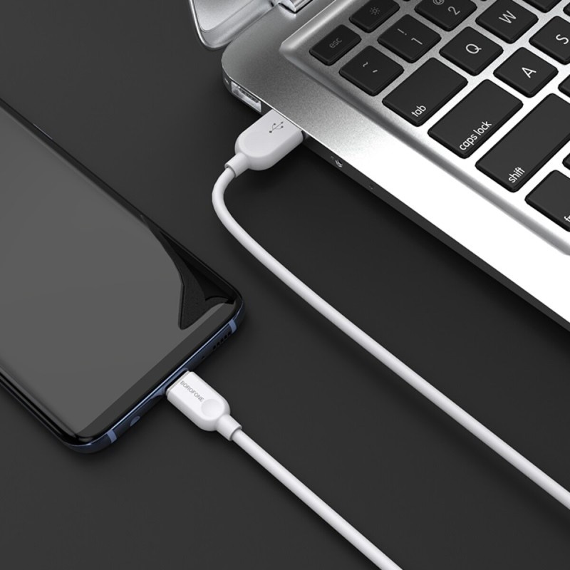 Кабель BOROFONE BX14 USB to Type-C 2.4A, 1m, PVC, TPE connectors, White