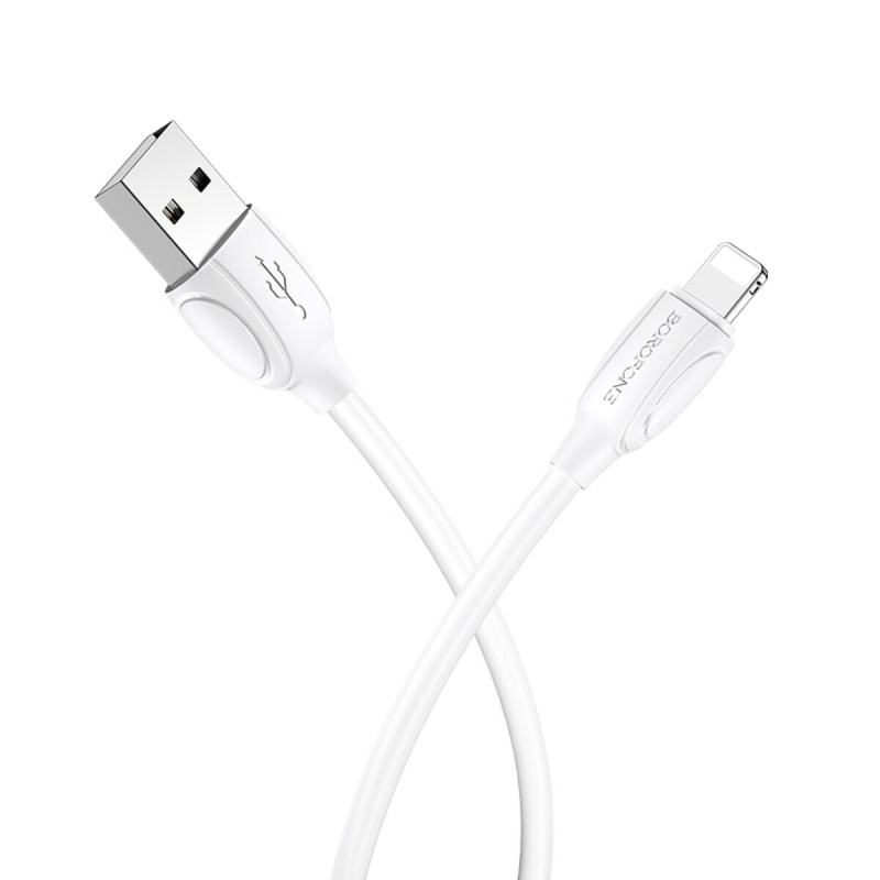 Кабель BOROFONE BX19 USB to iP 2.4A, 1m, PVC, TPE connectors, White