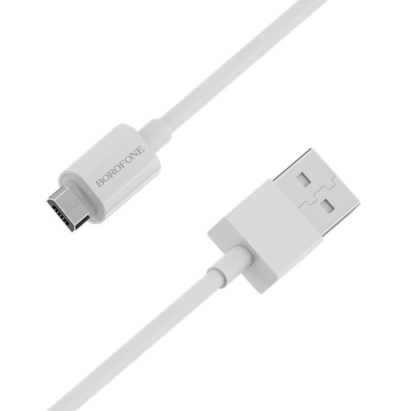 Кабель BOROFONE BX22 USB to Micro 2.4A, 1m, PVC, РС connectors, White