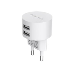 Мережевий зарядний пристрій BOROFONE BA23A Brilliant dual port charger White