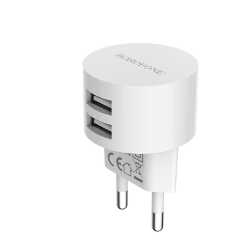 Мережевий зарядний пристрій BOROFONE BA23A Brilliant dual port charger White