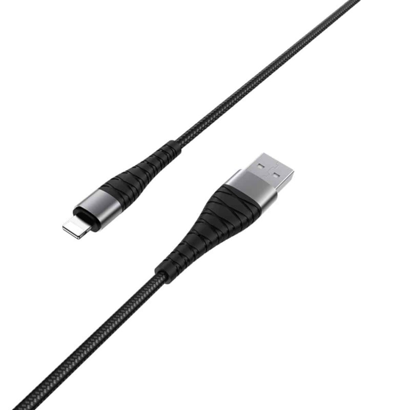 Кабель BOROFONE BX32 USB to iP 2.4A, 1m, nylon, aluminum+TPE connectors, Black