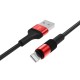 Кабель BOROFONE BX21 USB to iP 2.4A, 1m, nylon, aluminum connectors, Red