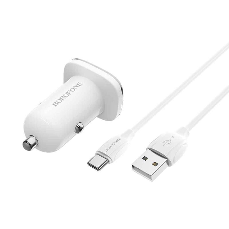 Автомобільний зарядний пристрій BOROFONE BZ12A single port QC3.0 with Micro-USB cable White