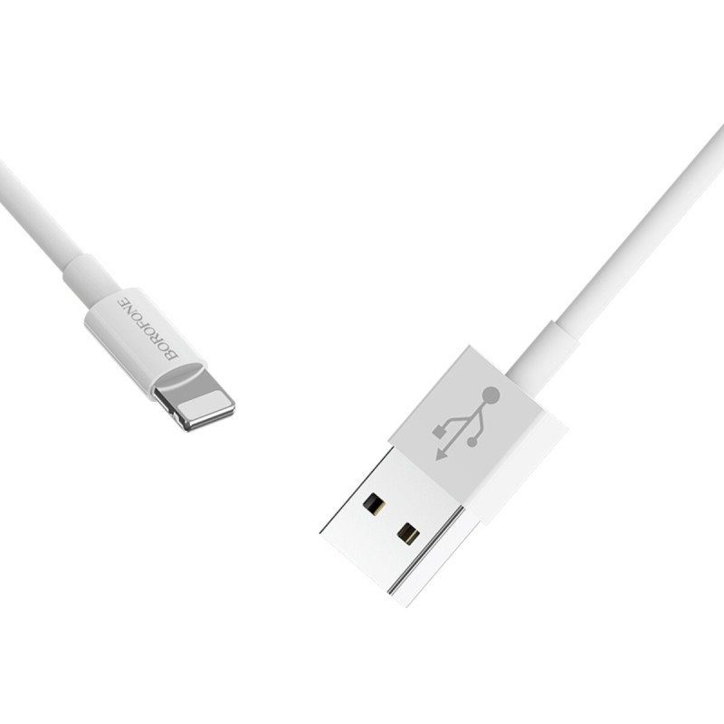 Кабель BOROFONE BX22 USB to iP 2.4A, 1m, PVC, РС connectors, White