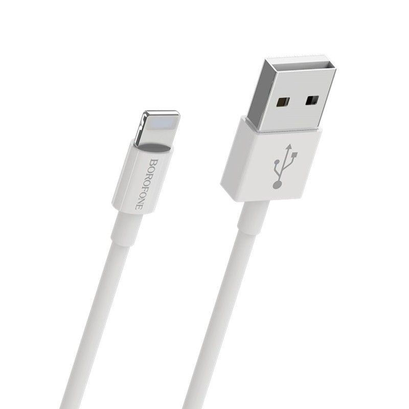 Кабель BOROFONE BX22 USB to iP 2.4A, 1m, PVC, РС connectors, White