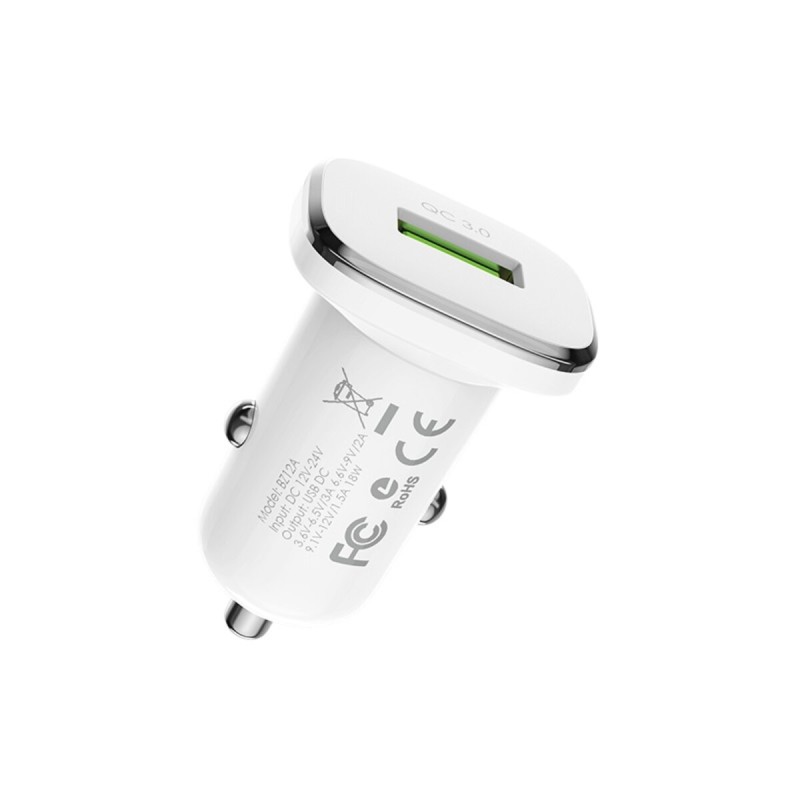 Автомобільний зарядний пристрій BOROFONE BZ12A single port QC3.0  White