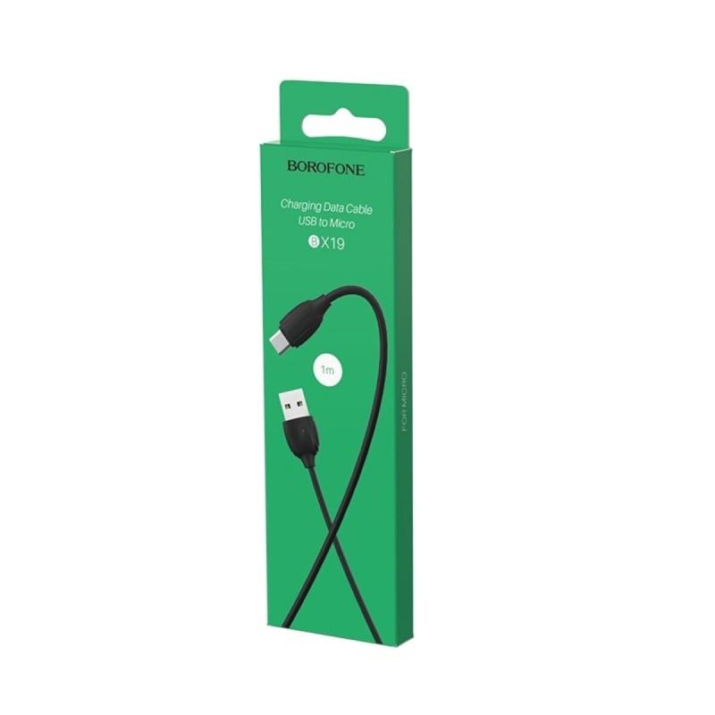 Кабель BOROFONE BX19 USB to Micro 2.4A, 1m, PVC, TPE connectors, Black