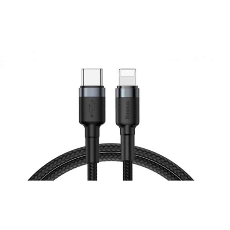 Кабель Baseus Cafule Cable Type-C to iP PD 18W 1m Gray+Black