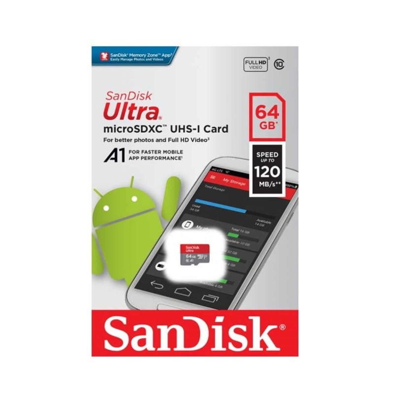 Карта памʼяті microSDXC (UHS-1) SanDisk Ultra 64Gb class 10 A1 (120Mb/s)