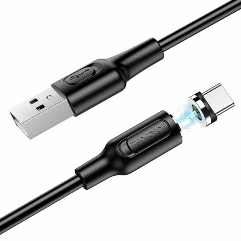 Кабель BOROFONE BX41 USB to Type-C 2.4A, 1m, PVC, PVC connectors, magnetic, Black
