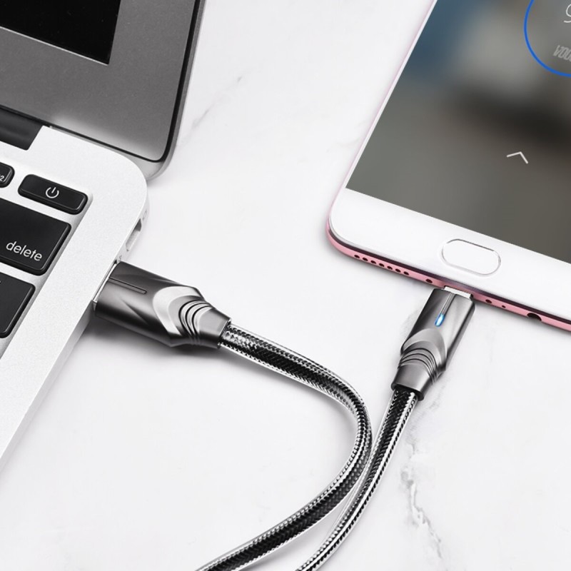 Кабель BOROFONE BU12 USB to Micro, 2.4A, 1.2m, silicone, zinc connectors, light indicator, Black