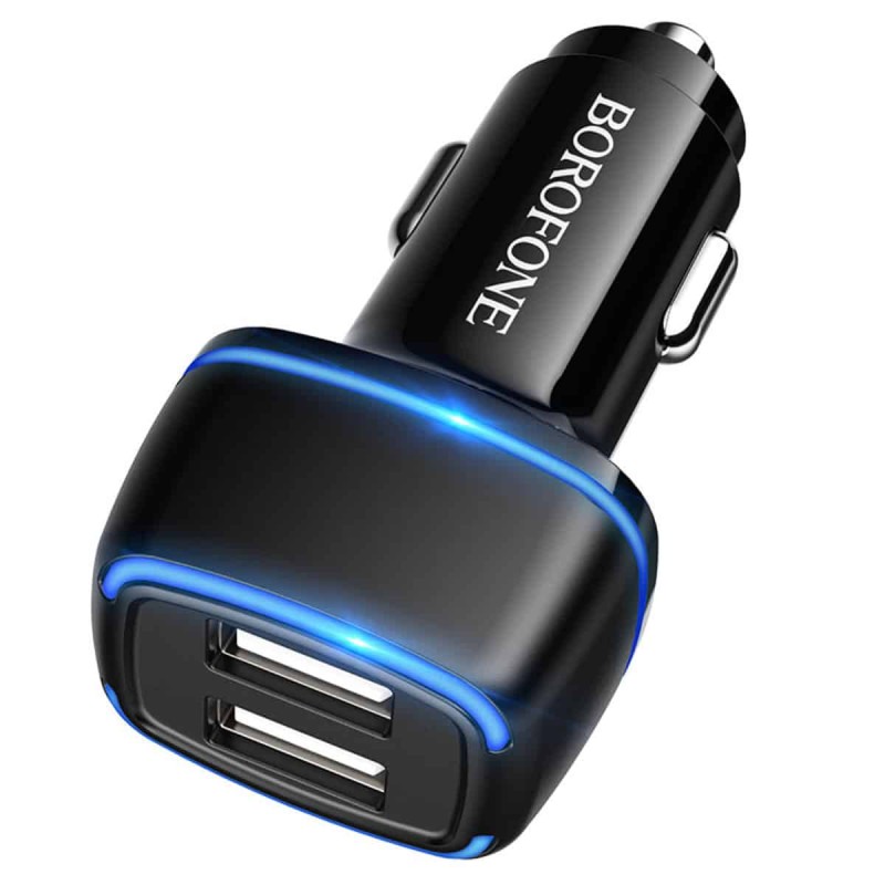 Автомобільний зарядний пристрій BOROFONE BZ14 Max dual port (Lightning) Black