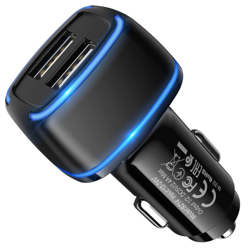 Автомобільний зарядний пристрій BOROFONE BZ14 Max dual port (Lightning) Black