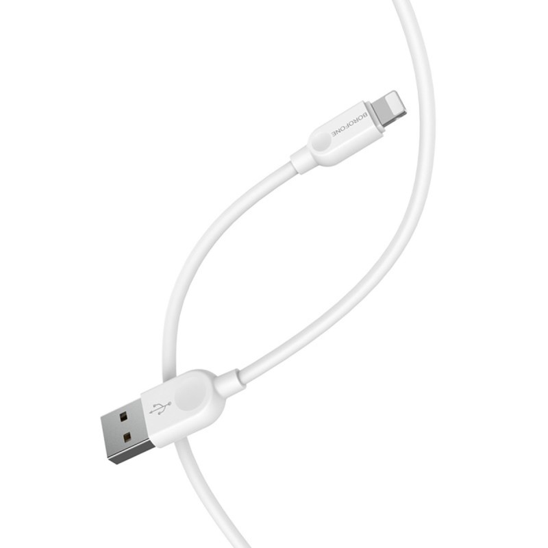 Кабель BOROFONE BX14 USB to iP 2.4A, 3m, PVC, TPE connectors, White