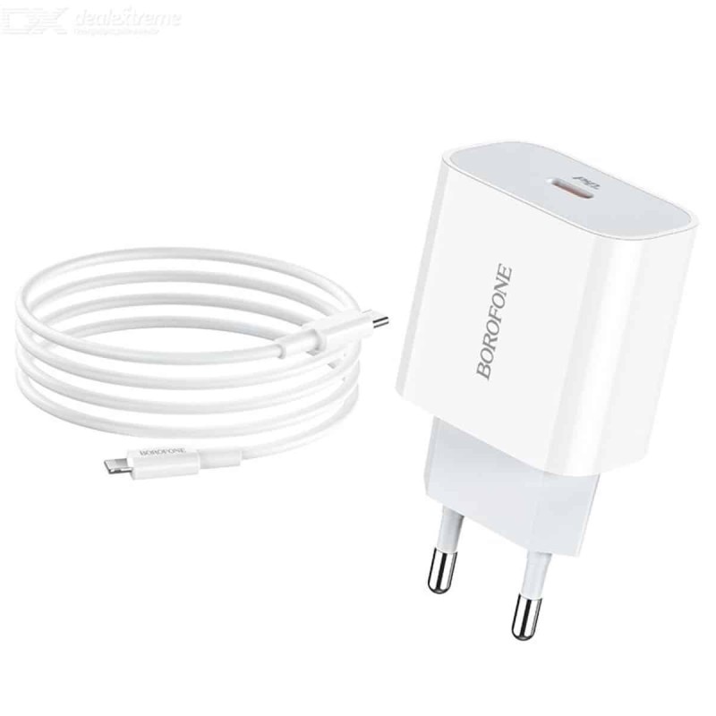 Мережевий зарядний пристрій BOROFONE BA38A Plus Speedy PD20W charger set (Type-C to Lightning) White