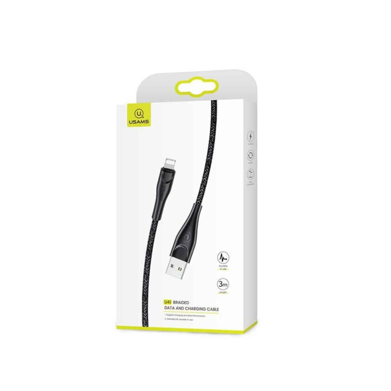Кабель Usams US-SJ394 U41 Lightning Braided Data and Charging Cable 2m Black