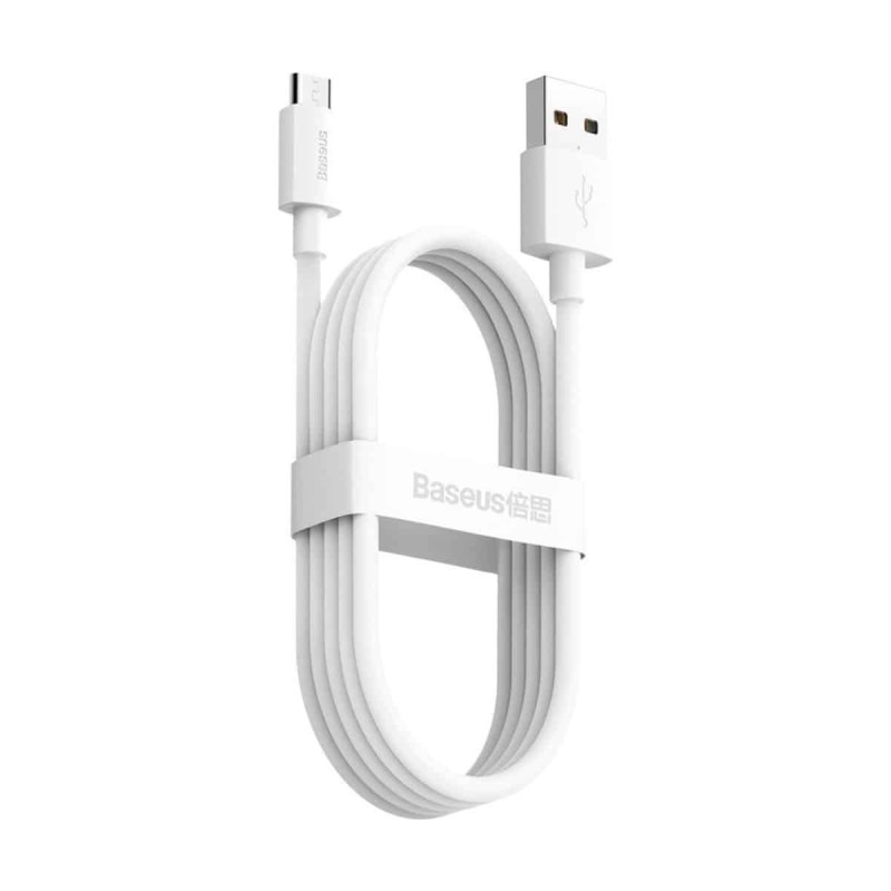 Кабель Baseus Simple Wisdom Data Cable Kit USB to Micro 2.1A (2PCS/Set) 1.5m White
